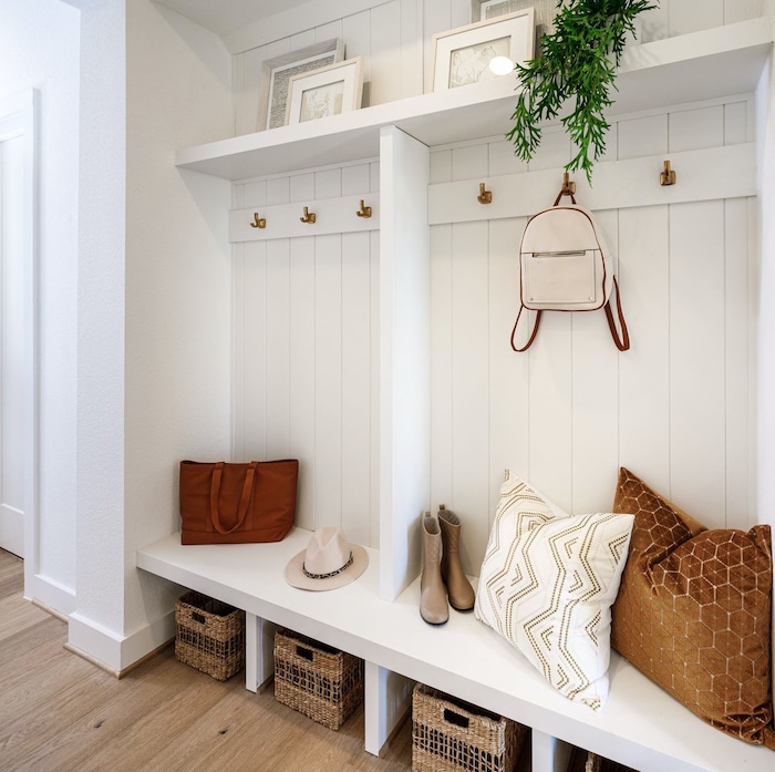 Bench Cubby Ideas for Shoes Bags and Everyday Drop Zones